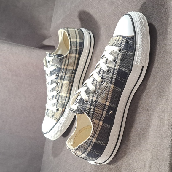 Converse Chuck Taylor All Star Ox Low Black White Plaid Canvas Sneakers G- US 10 - Picture 12 of 16